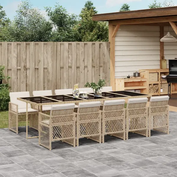 Gossi set mobilier de gradina cu perne, 11 piese, bej, poliratan