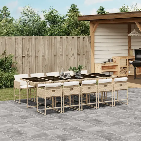 Gossi set mobilier de gradina cu perne, 11 piese, bej, poliratan