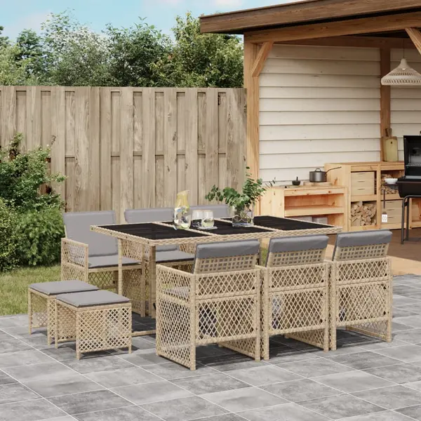 Gossi set mobilier de gradina cu perne, 11 piese, bej, poliratan