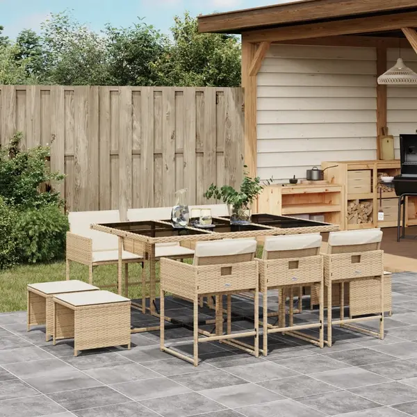 Gossi set mobilier de gradina cu perne, 11 piese, bej, poliratan