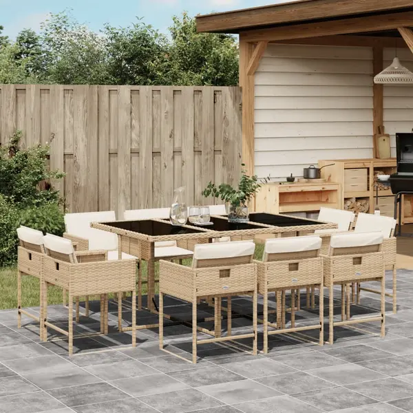 Gossi set mobilier de gradina cu perne, 11 piese, bej, poliratan