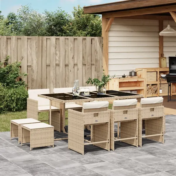 Gossi set mobilier de gradina cu perne, 11 piese, bej, poliratan