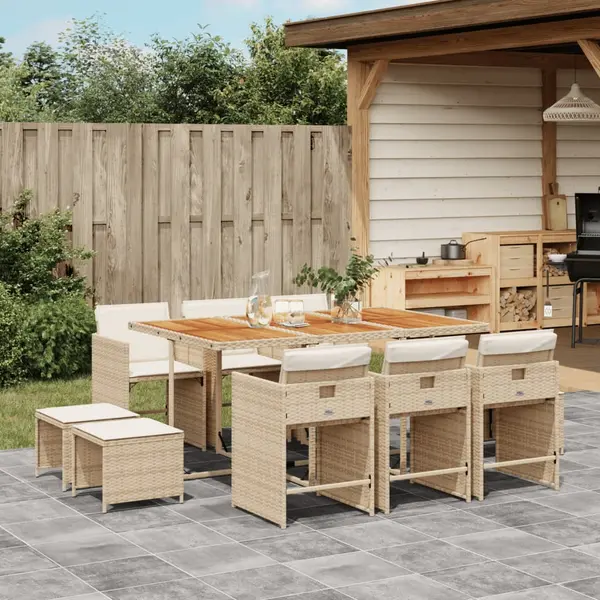 Gossi set mobilier de gradina cu perne, 11 piese, bej, poliratan