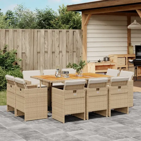 Gossi set mobilier de gradina cu perne, 11 piese, bej, poliratan
