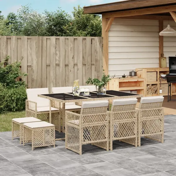 Gossi set mobilier de gradina cu perne, 11 piese, bej, poliratan