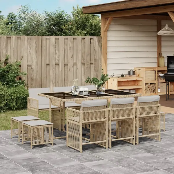 Gossi set mobilier de gradina cu perne, 11 piese, bej, poliratan
