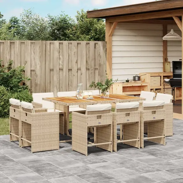 Gossi set mobilier de gradina cu perne, 11 piese, bej, poliratan