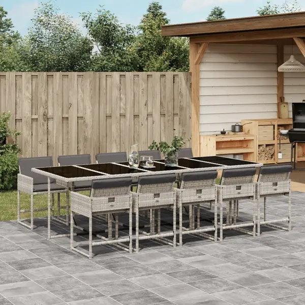 Gossi set mobilier de gradina cu perne 11 piese gri deschis poliratan