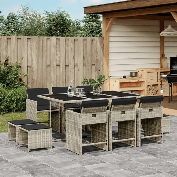 Gossi set mobilier de gradina cu perne 11 piese gri deschis poliratan