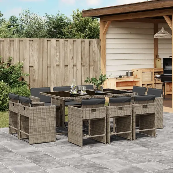 Gossi set mobilier de gradina cu perne, 11 piese, gri, poliratan
