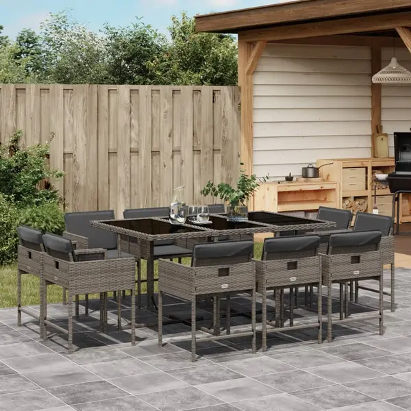Gossi set mobilier de gradina cu perne, 11 piese, gri, poliratan