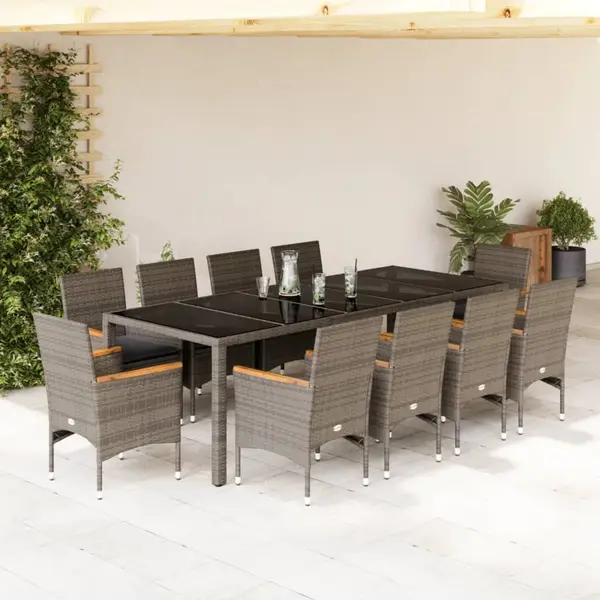 Gossi set mobilier de gradina cu perne 11 piese gri poliratan&sticla