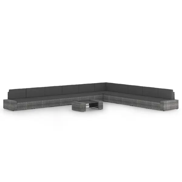 Gossi set mobilier de gradina cu perne, 11 piese, gri, poliratan