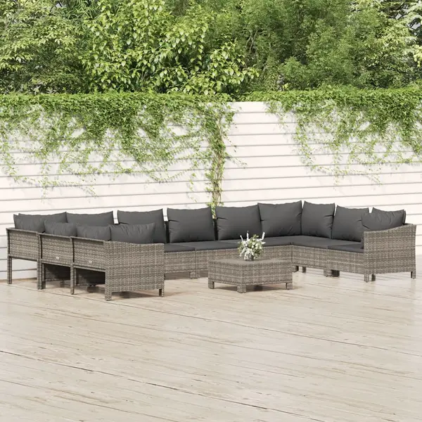 Gossi set mobilier de gradina cu perne, 11 piese, gri, poliratan