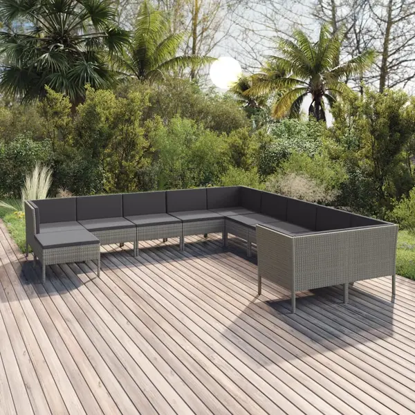 Gossi set mobilier de gradina cu perne, 11 piese, gri, poliratan