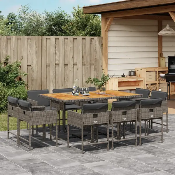 Gossi set mobilier de gradina cu perne, 11 piese, gri, poliratan