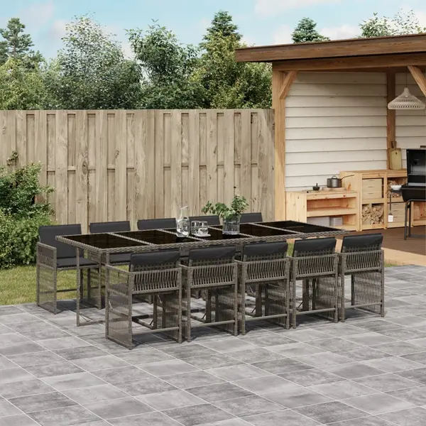 Gossi set mobilier de gradina cu perne, 11 piese, gri, poliratan