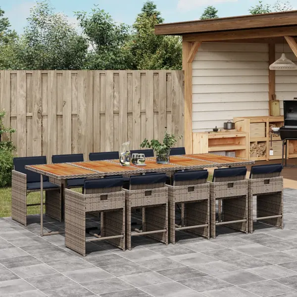 Gossi set mobilier de gradina cu perne, 11 piese, gri, poliratan