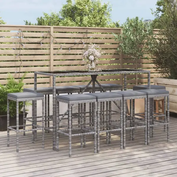 Gossi set mobilier de gradina cu perne, 11 piese, gri, poliratan
