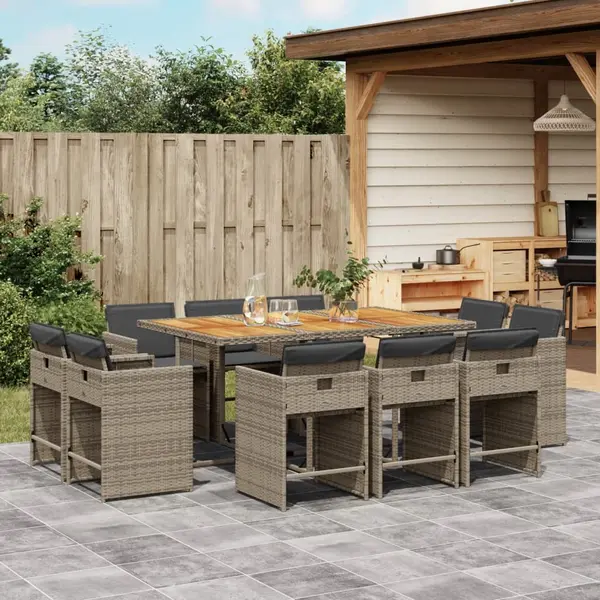 Gossi set mobilier de gradina cu perne, 11 piese, gri, poliratan