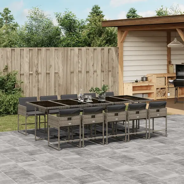 Gossi set mobilier de gradina cu perne, 11 piese, gri, poliratan