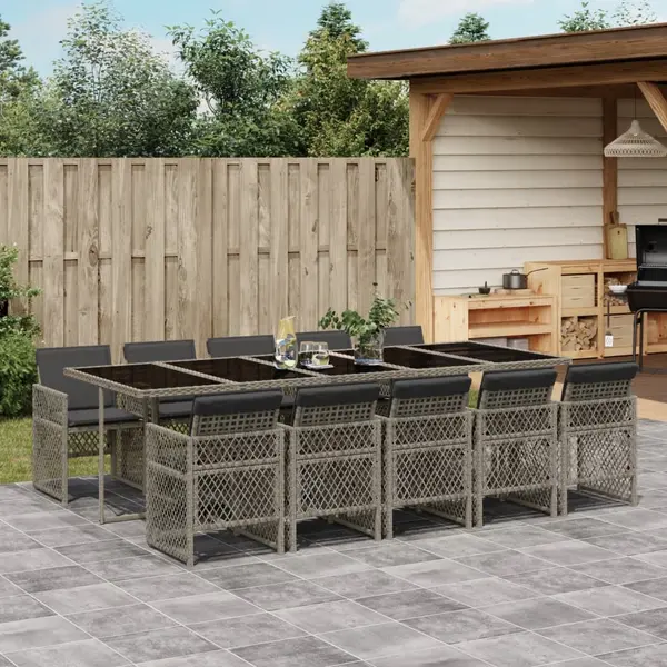 Gossi set mobilier de gradina cu perne, 11 piese, gri, poliratan