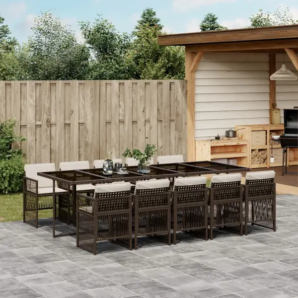 Gossi set mobilier de gradina cu perne, 11 piese, maro, poliratan