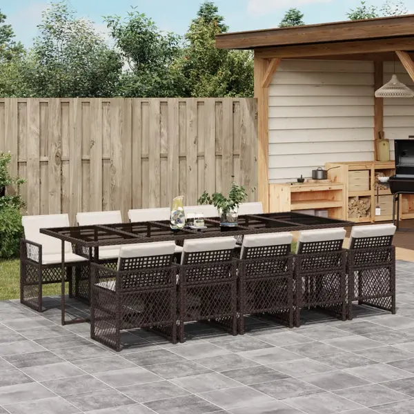 Gossi set mobilier de gradina cu perne, 11 piese, maro, poliratan