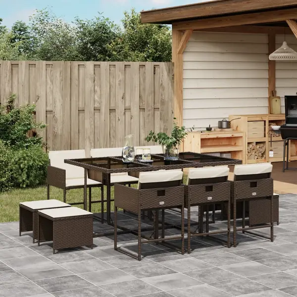 Gossi set mobilier de gradina cu perne, 11 piese, maro, poliratan