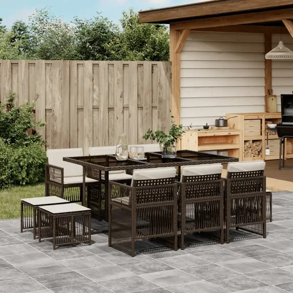 Gossi set mobilier de gradina cu perne, 11 piese, maro, poliratan
