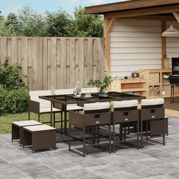 Gossi set mobilier de gradina cu perne, 11 piese, maro, poliratan