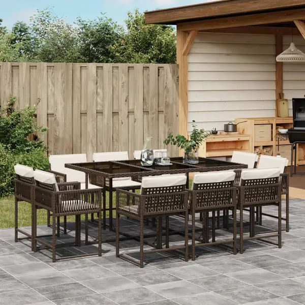 Gossi set mobilier de gradina cu perne, 11 piese, maro, poliratan
