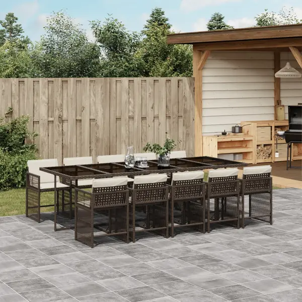 Gossi set mobilier de gradina cu perne, 11 piese, maro, poliratan