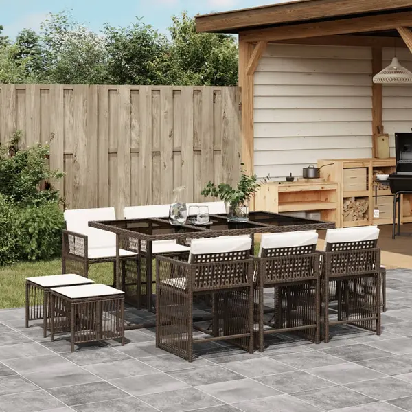 Gossi set mobilier de gradina cu perne, 11 piese, maro, poliratan