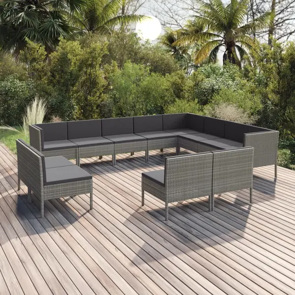 Gossi set mobilier de gradina cu perne, 12 piese, gri, poliratan