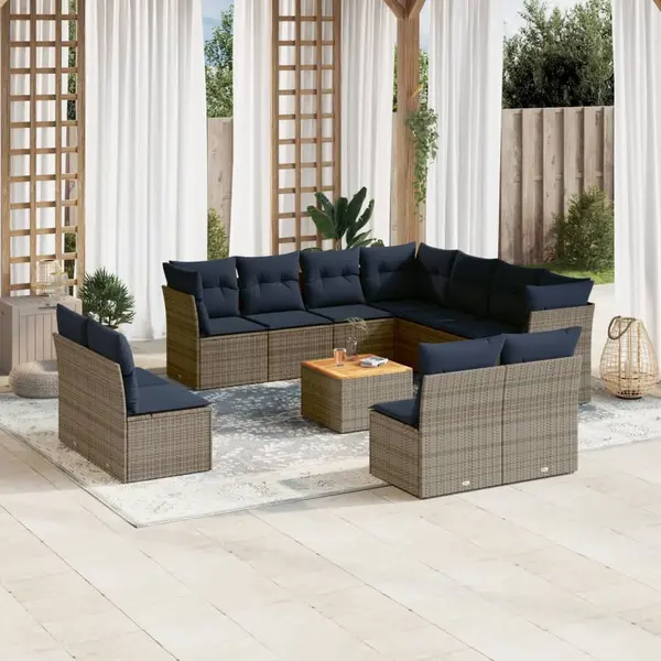 Gossi set mobilier de gradina cu perne, 12 piese, gri, poliratan