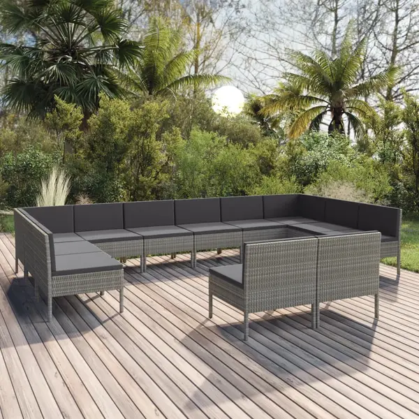 Gossi set mobilier de gradina cu perne, 12 piese, gri, poliratan