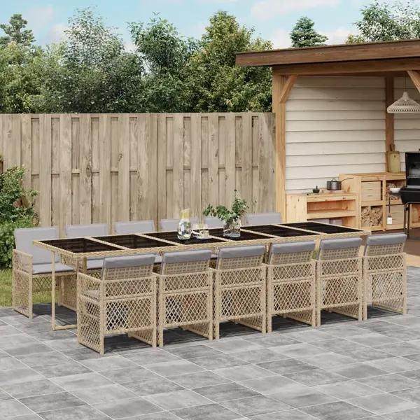 Gossi set mobilier de gradina cu perne, 13 piese, bej, poliratan