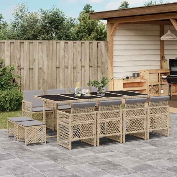 Gossi set mobilier de gradina cu perne, 13 piese, bej, poliratan