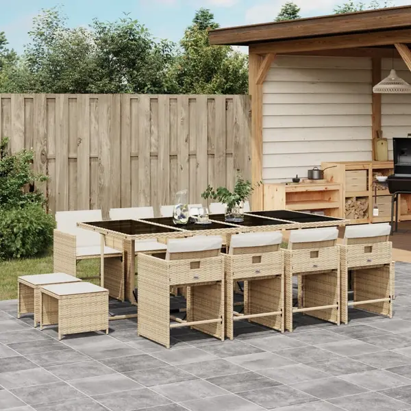 Gossi set mobilier de gradina cu perne, 13 piese, bej, poliratan