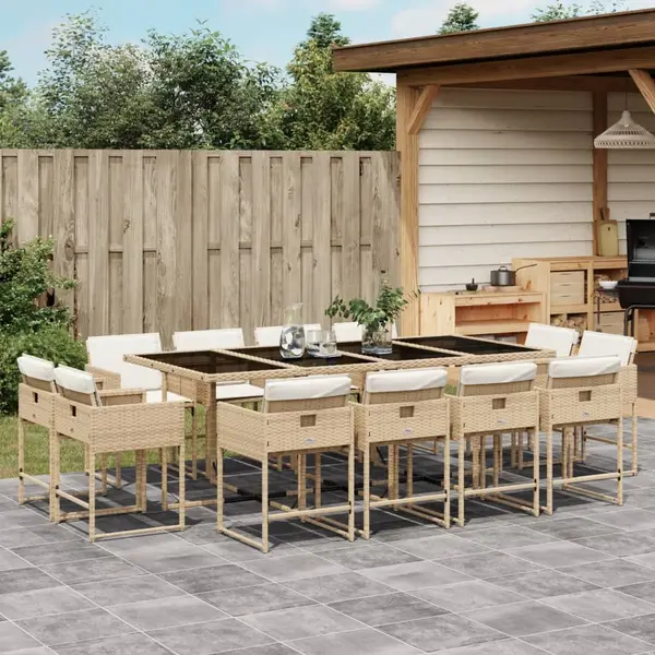 Gossi set mobilier de gradina cu perne, 13 piese, bej, poliratan