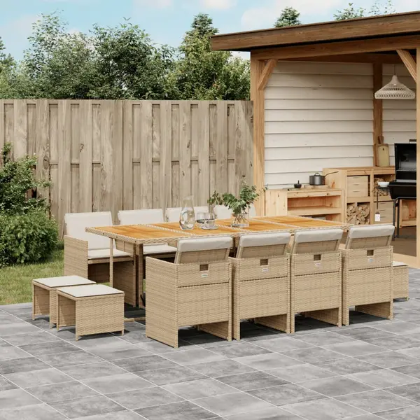 Gossi set mobilier de gradina cu perne, 13 piese, bej, poliratan