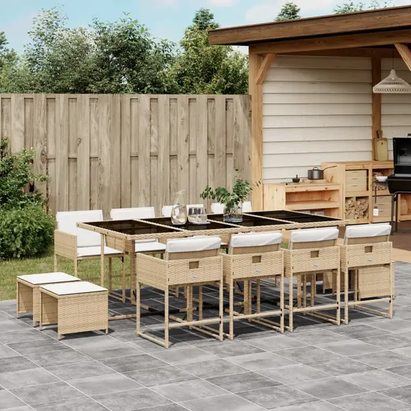 Gossi set mobilier de gradina cu perne, 13 piese, bej, poliratan