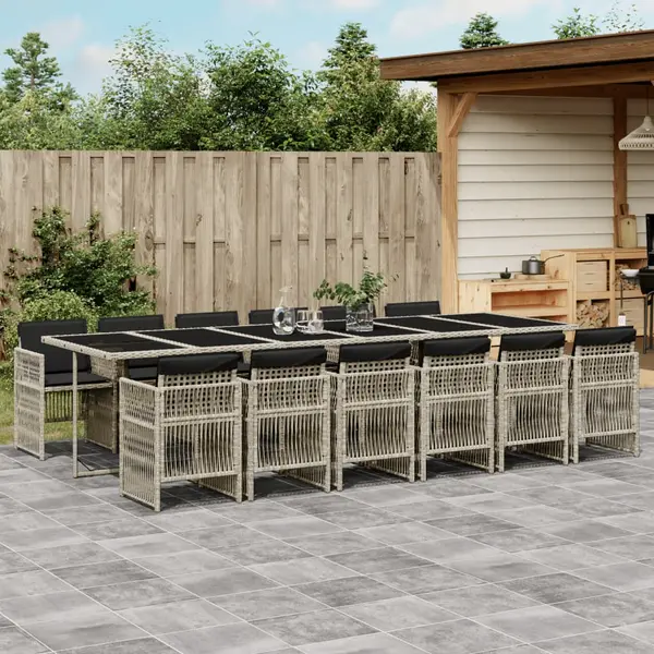 Gossi set mobilier de gradina cu perne 13 piese gri deschis poliratan