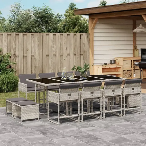 Gossi set mobilier de gradina cu perne 13 piese gri deschis poliratan