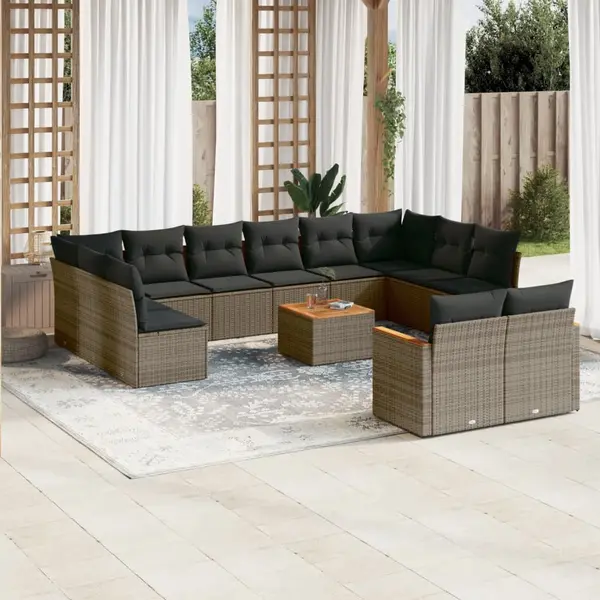 Gossi set mobilier de gradina cu perne, 13 piese, gri, poliratan