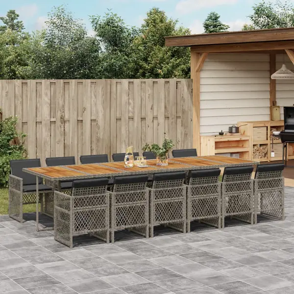 Gossi set mobilier de gradina cu perne, 13 piese, gri, poliratan
