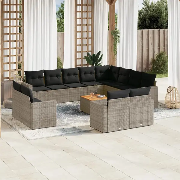 Gossi set mobilier de gradina cu perne, 13 piese, gri, poliratan