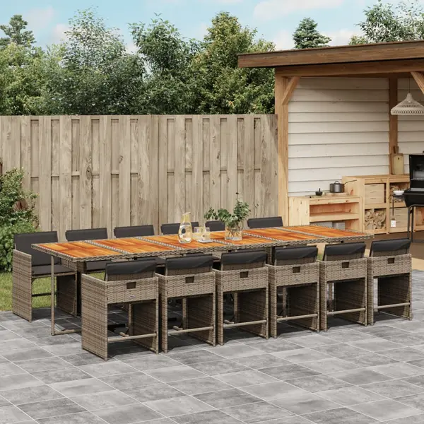Gossi set mobilier de gradina cu perne, 13 piese, gri, poliratan