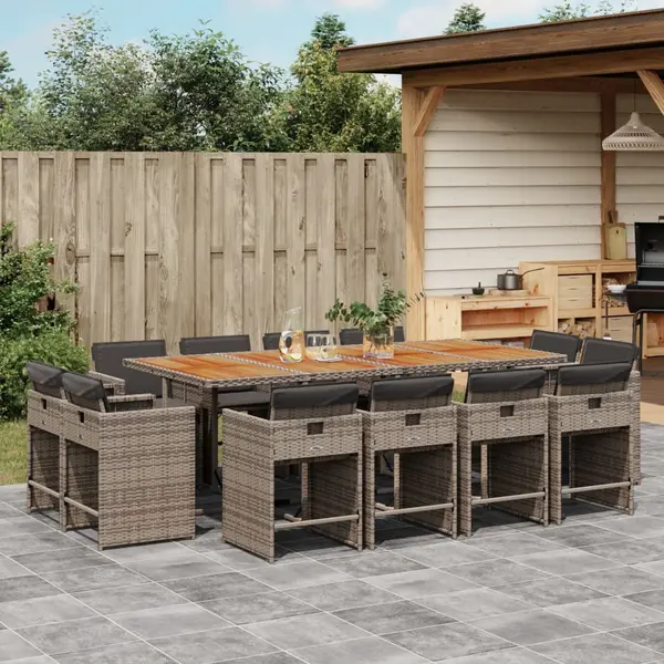 Gossi set mobilier de gradina cu perne, 13 piese, gri, poliratan
